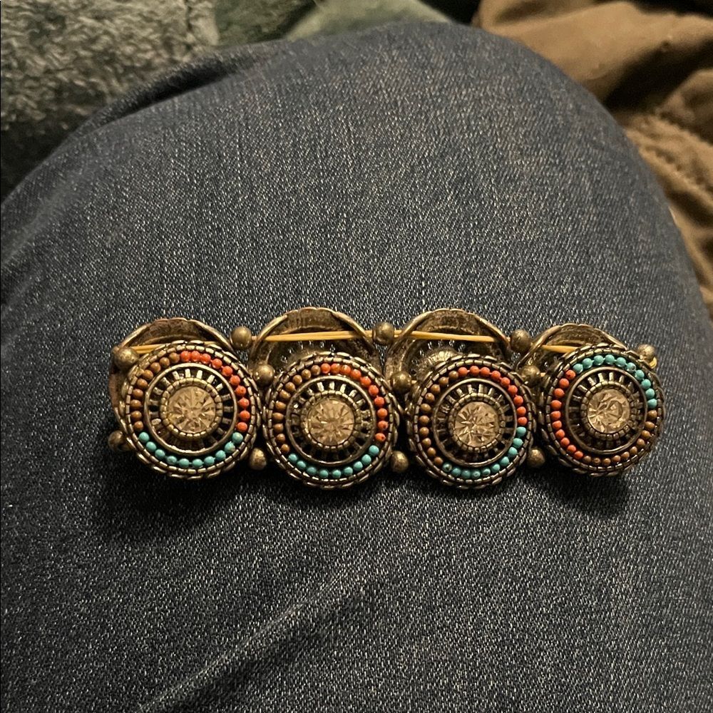 Vintage Beaded Bracelet with Turquoise and Coral Accents